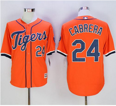 Tigers #24 Miguel Cabrera Orange New Cool Base Stitched MLB Jersey