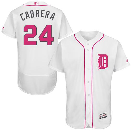 Tigers #24 Miguel Cabrera White Flexbase Authentic Collection 2016 Mother's Day Stitched MLB Jersey Tigers #24 Miguel Cabrera White Flexbase Authentic Collection 2016 Mother's Day Stitched MLB Jersey