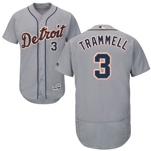 Tigers #3 Alan Trammell Grey Flexbase Authentic Collection Stitched MLB Jersey Tigers #3 Alan Trammell Grey Flexbase Authentic Collection Stitched MLB Jersey