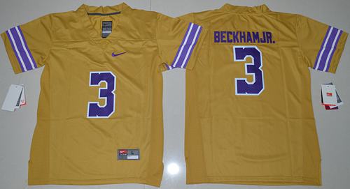 Tigers #3 Odell Beckham Jr Gridiron Gold Limited Legend Stitched Youth NCAA Jersey Tigers #3 Odell Beckham Jr Gridiron Gold Limited Legend Stitched Youth NCAA Jersey