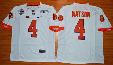 Tigers #4 Deshaun Watson White 1975-1978 Fuller 2016 College Football Playoff National Championship Patch Stitched NCAA Jersey Tigers #4 Deshaun Watson White 1975-1978 Fuller 2016 College Football Playoff National Championship Patch Stitched NCAA Jersey