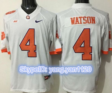 Tigers #4 Deshaun Watson White Limited Stitched NCAA Jersey