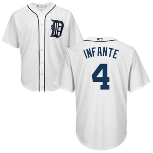 Tigers #4 Omar Infante White Cool Base Stitched Youth MLB Jersey Tigers #4 Omar Infante White Cool Base Stitched Youth MLB Jersey