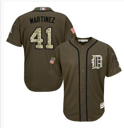 Tigers #41 Victor Martinez Green Salute to Service Stitched MLB Jersey