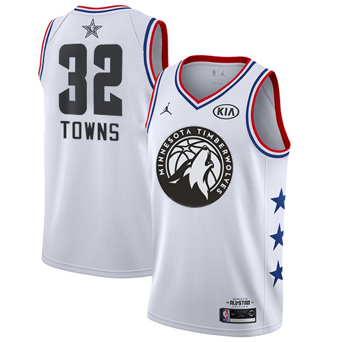 Timberwolves #32 Karl-Anthony Towns White Youth Basketball Jordan Swingman 2019 All-Star Game Jersey