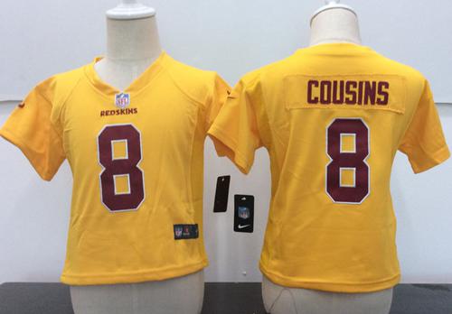 Toddler Nike Redskins #8 Kirk Cousins Gold Rush Stitched NFL Elite Jersey