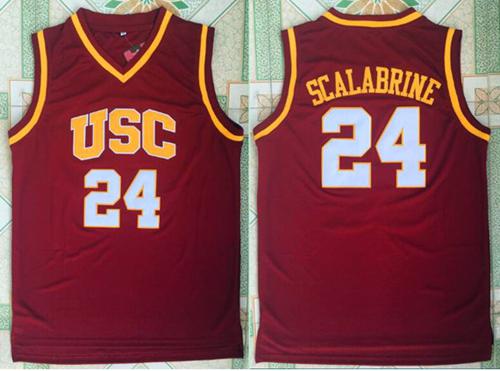Trojans #24 Brian Scalabrine Red Basketball Stitched NCAA Jersey Trojans #24 Brian Scalabrine Red Basketball Stitched NCAA Jersey