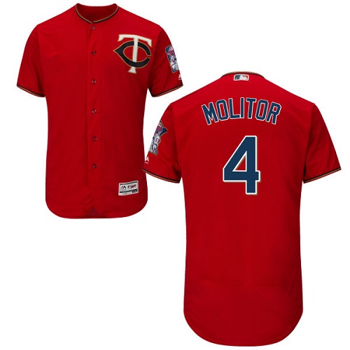 Twins #4 Paul Molitor Red Flexbase Authentic Collection Stitched MLB Jersey Twins #4 Paul Molitor Red Flexbase Authentic Collection Stitched MLB Jersey