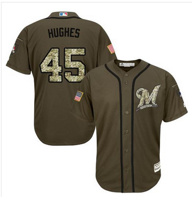 Twins #45 Phil Hughes Green Salute to Service Stitched MLB Jersey