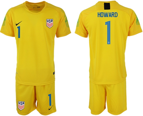 USA #1 Howard Yellow Goalkeeper Soccer Country Jersey USA #1 Howard Yellow Goalkeeper Soccer Country Jersey