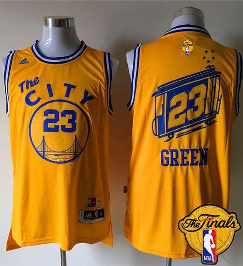 Warriors #23 Draymond Green Gold Throwback The City The Finals Patch Stitched NBA Jersey Warriors #23 Draymond Green Gold Throwback The City The Finals Patch Stitched NBA Jersey