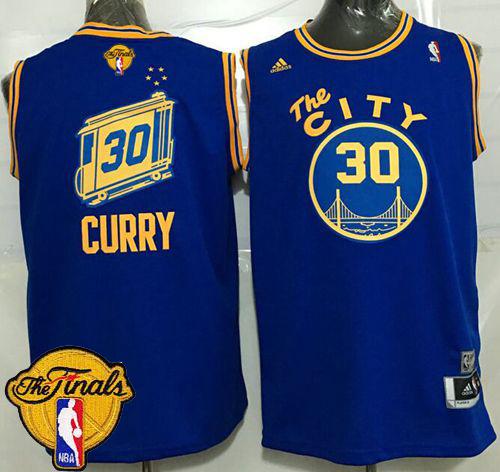 Warriors #30 Stephen Curry Blue Throwback The City The Finals Patch Stitched NBA Jersey Warriors #30 Stephen Curry Blue Throwback The City The Finals Patch Stitched NBA Jersey
