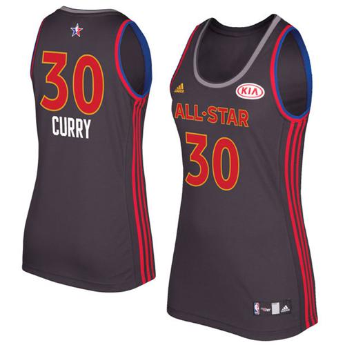Warriors #30 Stephen Curry Charcoal 2017 All Star Women's Stitched NBA Jersey