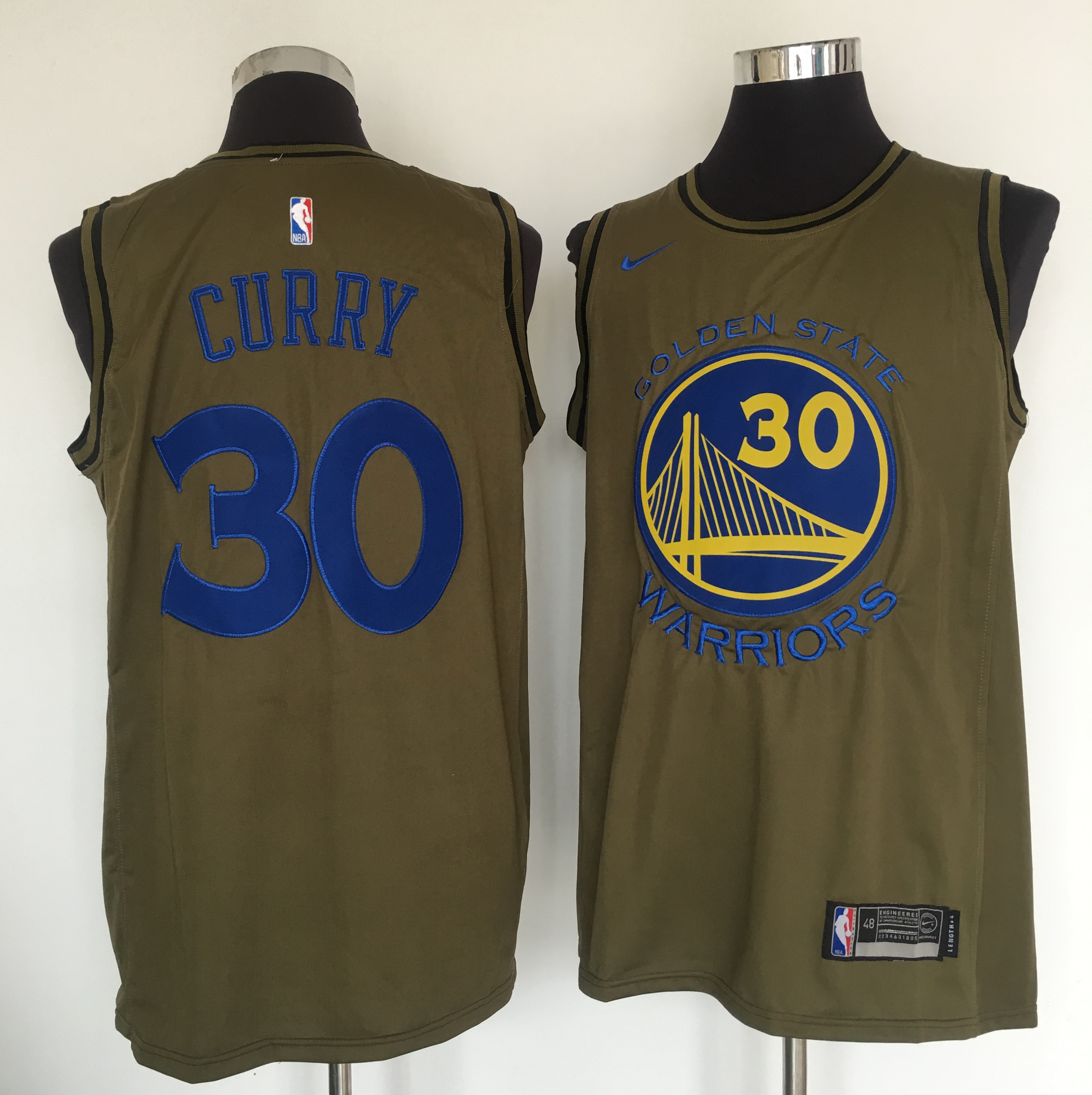 Warriors #30 Stephen Curry Olive Nike Swingman Jersey