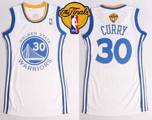 Warriors #30 Stephen Curry White The Finals Patch Women's Dress Stitched NBA Jersey Warriors #30 Stephen Curry White The Finals Patch Women's Dress Stitched NBA Jersey