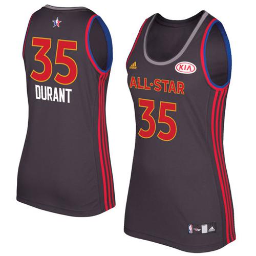 Warriors #35 Kevin Durant Charcoal 2017 All Star Women's Stitched NBA Jersey