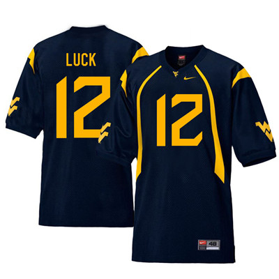 West Virginia Mountaineers 12 Oliver Luck Navy College Football Jersey