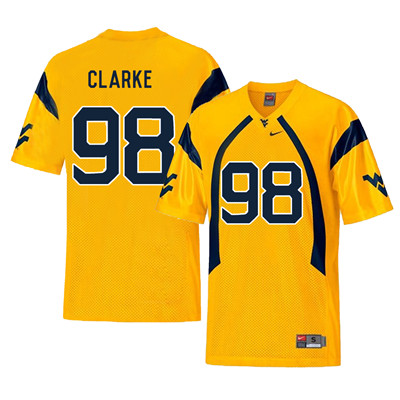 West Virginia Mountaineers 98 Will Clarke Gold College Football Jersey