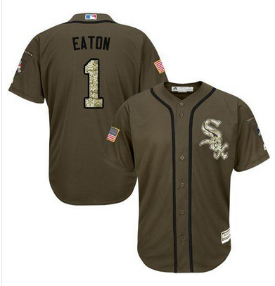 White Sox #1 Adam Eaton Green Salute to Service Stitched MLB Jersey