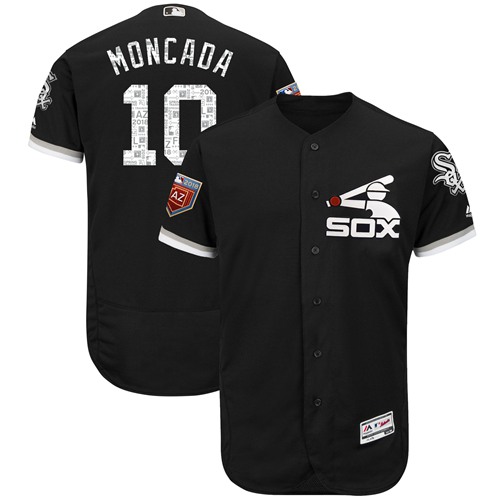 White Sox #10 Yoan Moncada Black 2018 Spring Training Authentic Flex Base Stitched MLB Jersey White Sox #10 Yoan Moncada Black 2018 Spring Training Authentic Flex Base Stitched MLB Jersey