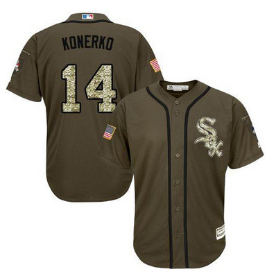 White Sox #14 Paul Konerko Green Salute to Service Stitched MLB Jersey