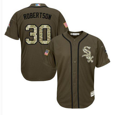 White Sox #30 David Robertson Green Salute to Service Stitched MLB Jersey