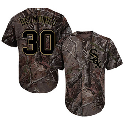 White Sox #30 Nicky Delmonico Camo Realtree Collection Cool Base Stitched Baseball Jerseys