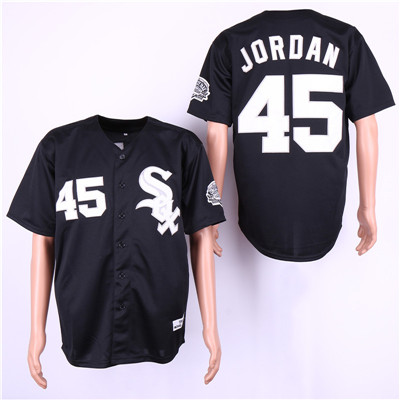 White Sox #45 Michael Jordan Black Cooperstown Collection Jersey