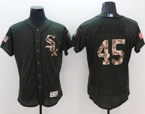 White Sox #45 Michael Jordan Green Flexbase Authentic Collection Salute to Service Stitched MLB Jersey White Sox #45 Michael Jordan Green Flexbase Authentic Collection Salute to Service Stitched MLB Jersey