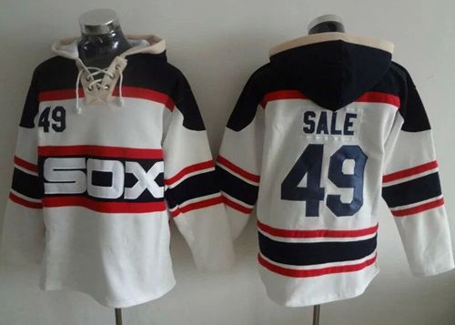 White Sox #49 Chris Sale White Sawyer Hooded Sweatshirt Alternate