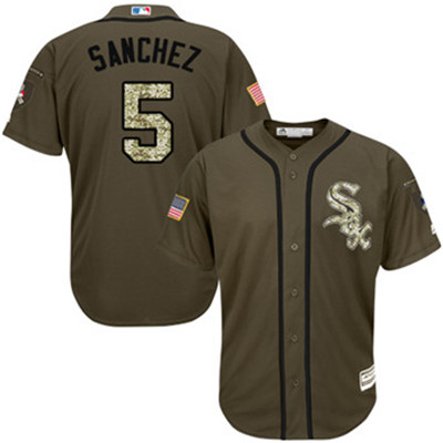 White Sox #5 Yolmer Sanchez Green Salute to Service Stitched Baseball Jerseys