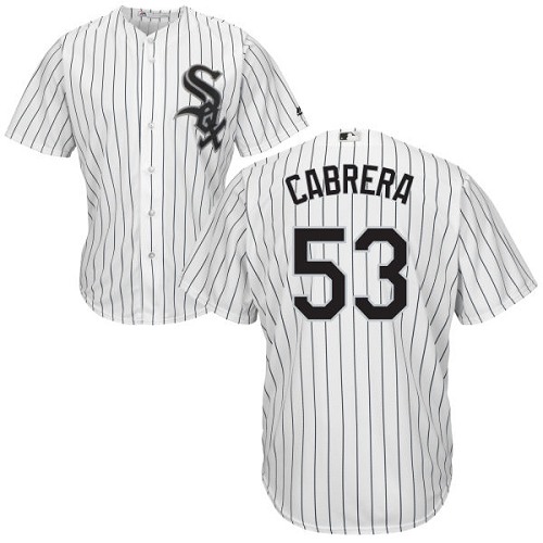 White Sox #53 Melky Cabrera White(Black Strip) Home Cool Base Stitched Youth MLB Jersey
