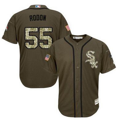 White Sox #55 Carlos Rodon Green Salute to Service Stitched MLB Jersey