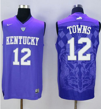 Wildcats #12 Karl-Anthony Towns Blue Basketball Stitched NCAA Jersey