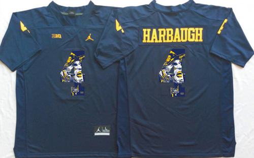 Wolverines #4 Jim Harbaugh Navy Blue Player Fashion Stitched NCAA Jersey Wolverines #4 Jim Harbaugh Navy Blue Player Fashion Stitched NCAA Jersey
