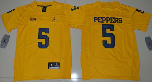 Wolverines #5 Jabrill Peppers Gold Jordan Brand Stitched Youth NCAA Jersey Wolverines #5 Jabrill Peppers Gold Jordan Brand Stitched Youth NCAA Jersey
