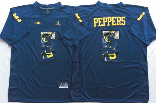 Wolverines #5 Jabrill Peppers Navy Blue Player Fashion Stitched NCAA Jersey Wolverines #5 Jabrill Peppers Navy Blue Player Fashion Stitched NCAA Jersey
