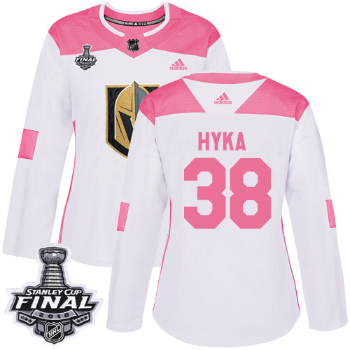 Women's Adidas Golden Knights #38 Tomas Hyka White Pink Authentic Fashion 2018 Stanley Cup Final Women's Stitched NHL Jersey Women's Adidas Golden Knights #38 Tomas Hyka White Pink Authentic Fashion 2018 Stanley Cup Final Women's Stitched NHL Jersey