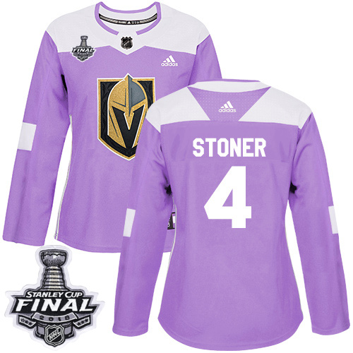 Women's Adidas Golden Knights #4 Clayton Stoner Purple Authentic Fights Cancer 2018 Stanley Cup Final Women's Stitched NHL Jersey Women's Adidas Golden Knights #4 Clayton Stoner Purple Authentic Fights Cancer 2018 Stanley Cup Final Women's Stitched NHL Jersey