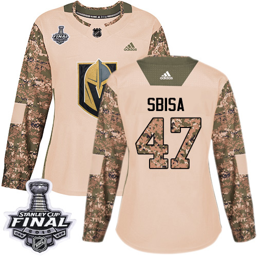 Women's Adidas Golden Knights #47 Luca Sbisa Camo Authentic 2017 Veterans Day 2018 Stanley Cup Final Women's Stitched NHL Jersey Women's Adidas Golden Knights #47 Luca Sbisa Camo Authentic 2017 Veterans Day 2018 Stanley Cup Final Women's Stitched NHL Jersey