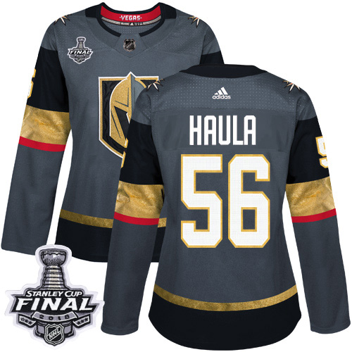 Women's Adidas Golden Knights #56 Erik Haula Grey Home Authentic 2018 Stanley Cup Final Women's Stitched NHL Jersey Women's Adidas Golden Knights #56 Erik Haula Grey Home Authentic 2018 Stanley Cup Final Women's Stitched NHL Jersey