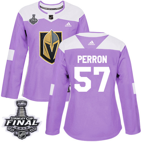 Women's Adidas Golden Knights #57 David Perron Purple Authentic Fights Cancer 2018 Stanley Cup Final Women's Stitched NHL Jersey Women's Adidas Golden Knights #57 David Perron Purple Authentic Fights Cancer 2018 Stanley Cup Final Women's Stitched NHL Jersey