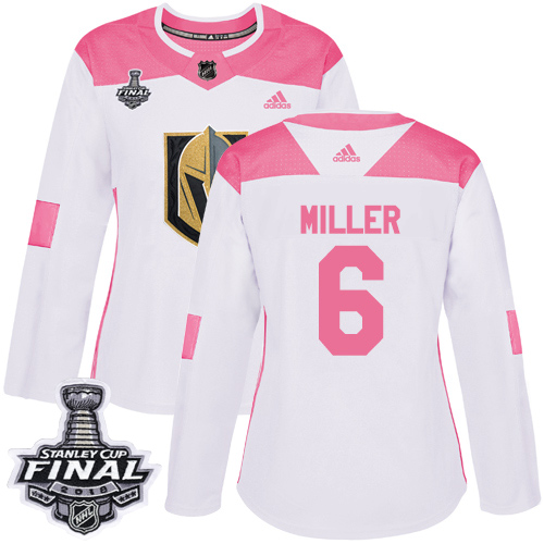 Women's Adidas Golden Knights #6 Colin Miller White Pink Authentic Fashion 2018 Stanley Cup Final Women's Stitched NHL Jersey Women's Adidas Golden Knights #6 Colin Miller White Pink Authentic Fashion 2018 Stanley Cup Final Women's Stitched NHL Jersey