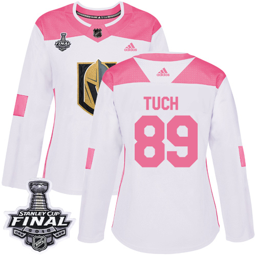 Women's Adidas Golden Knights #89 Alex Tuch White Pink Authentic Fashion 2018 Stanley Cup Final Women's Stitched NHL Jersey Women's Adidas Golden Knights #89 Alex Tuch White Pink Authentic Fashion 2018 Stanley Cup Final Women's Stitched NHL Jersey
