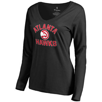 Women's Atlanta Hawks Black Overtime Slim Fit Long Sleeve T-Shirt