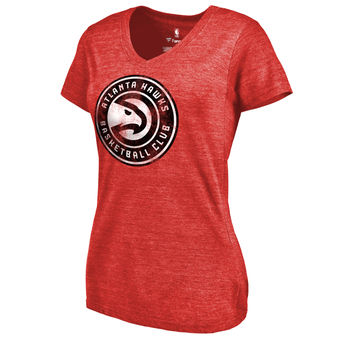 Women's Atlanta Hawks Red Distressed Team Primary Logo Slim Fit Tri-Blend T-Shirt