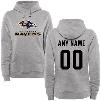 Women's Baltimore Ravens Steel Custom Name & Number Wordmark Pullover Hoodie
