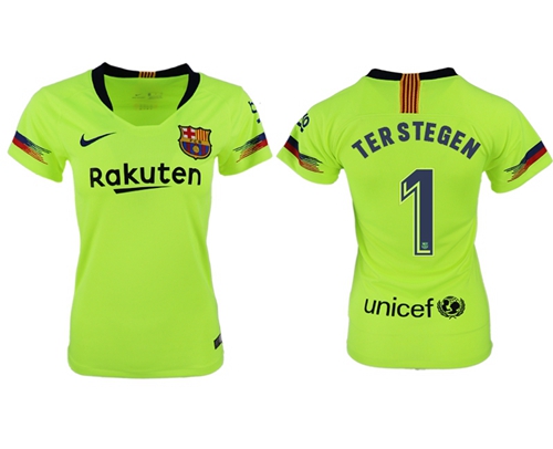 Women's Barcelona #1 Ter Stegen Away Soccer Club Jersey