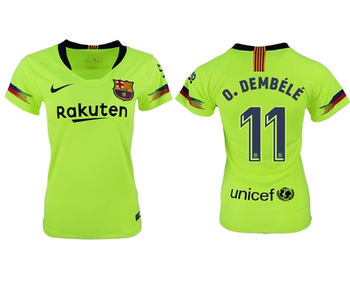 Women's Barcelona #11 O.Dembele Away Soccer Club Jersey