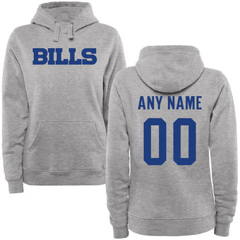 Women's Buffalo Bills Steel Custom Name & Number Wordmark Pullover Hoodie